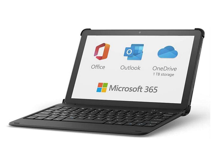 Amazon Fire HD 10 tablet with keyboard and Microsoft 365