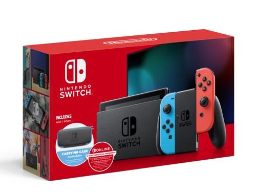 Nintendo Switch + 12 month online membership and carry case