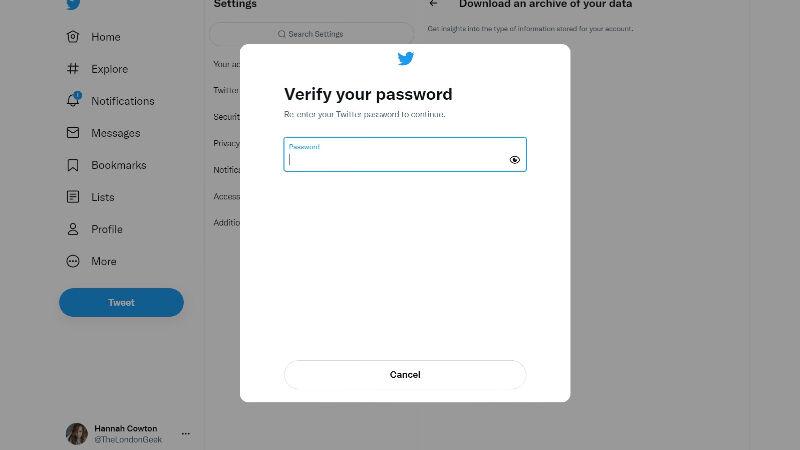 Verify twitter password