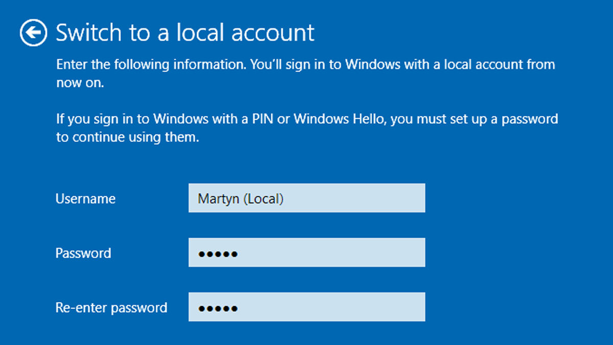 Microsoft Windows local account