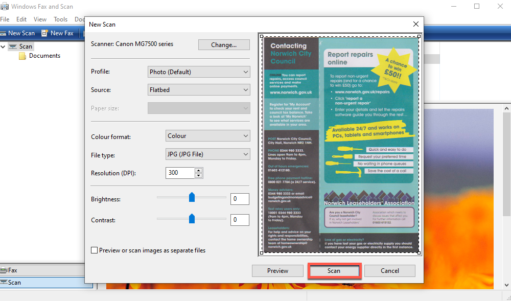 Windows Fax and Scan