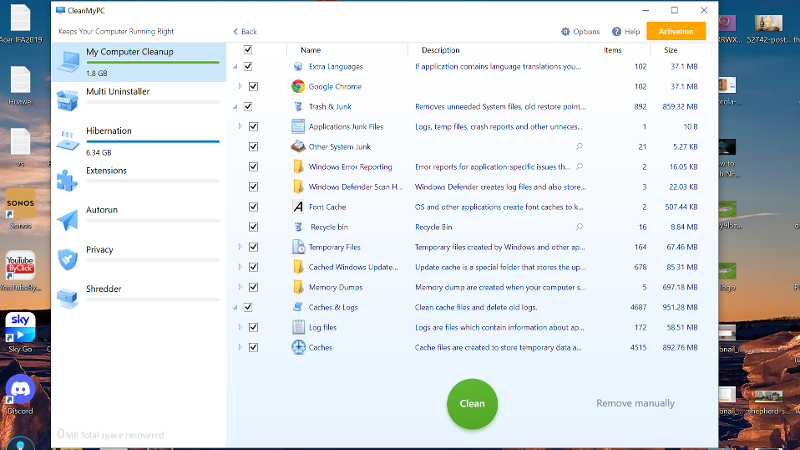 CleanMyPC delete files