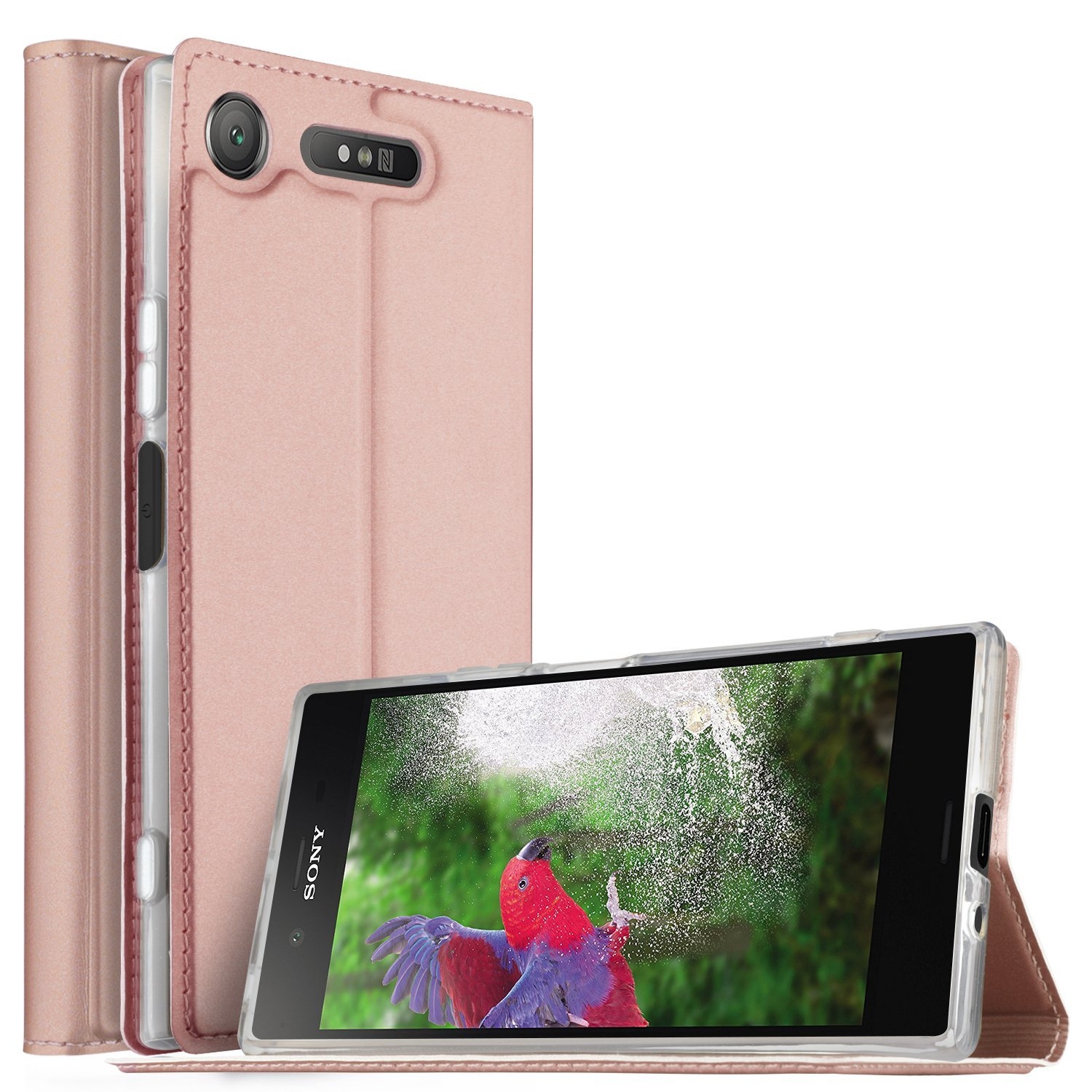 Cover Portafoglio Per Sony Xperia XZ2 Con Supporto E Slot Carte - Silicone TPU, Motivo Rose, Protezione 360°