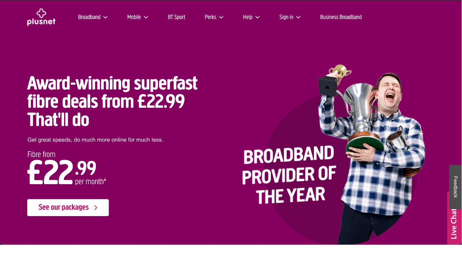 Plusnet - Best for affordable broadband packages